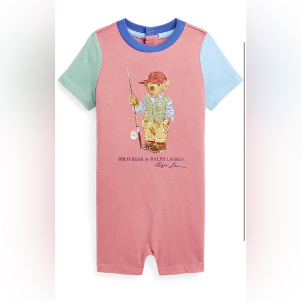 Polo bear color blocked cotton shortall
